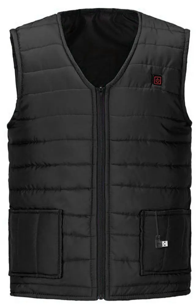 Main image of Fresh Fab Finds Heated Vest USB Powered, 3 Heat Levels, 5 Heating Pads for Winter Outdoors - Black - 3XL