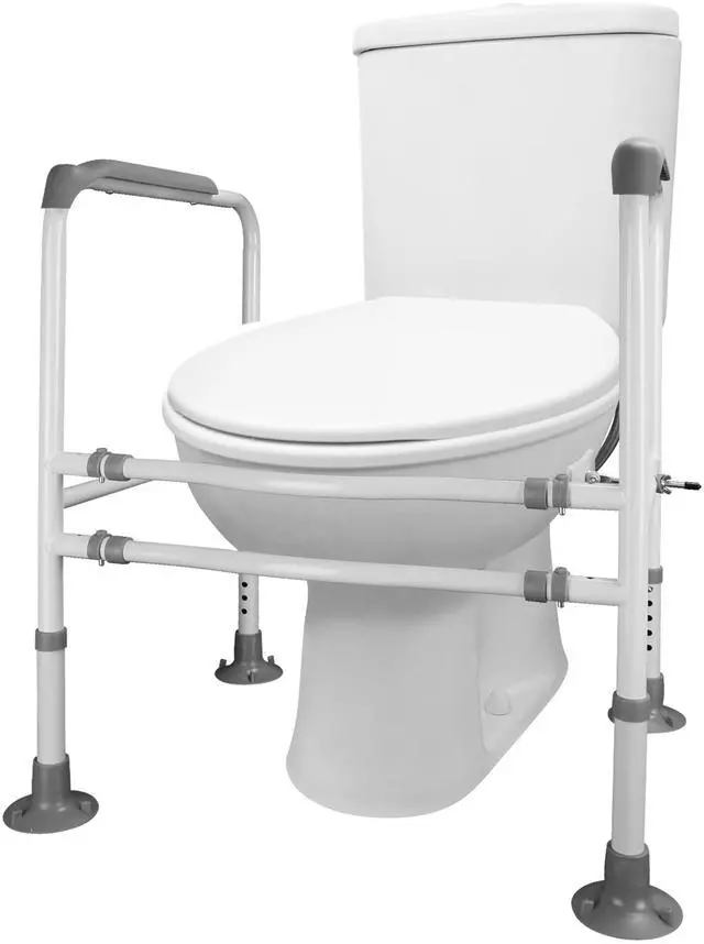 Main image of Fresh Fab Finds Toilet Safety Rails w/ Adjustable Height & Width, Freestanding Frame for Elderly - White