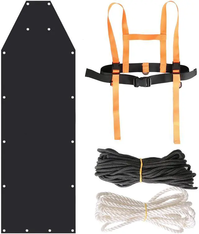 Main image of Fresh Fab Finds Deer Drag Sled Game Hauler w/ Harness, 32.8FT Black Rope & 16.1FT White Rope - Black