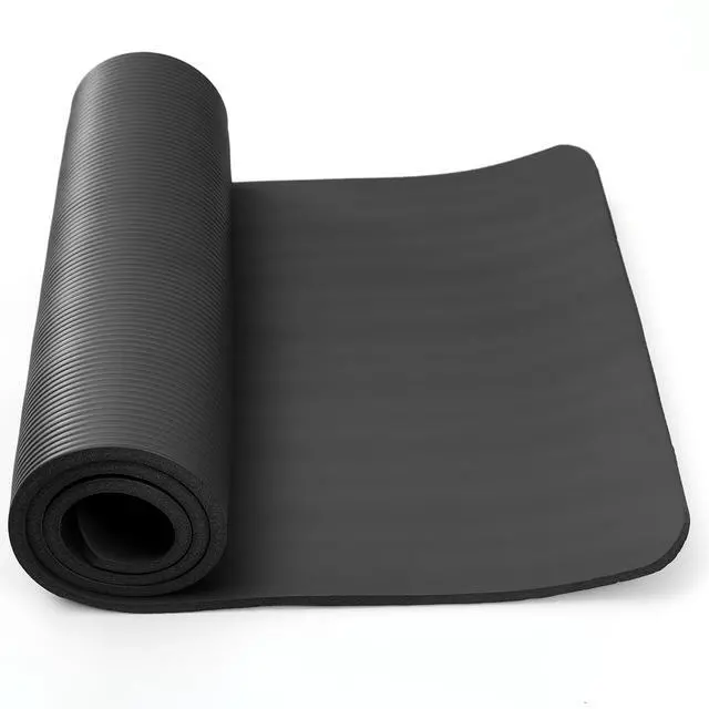 Main image of Fresh Fab Finds 0.6in Thick Anti-Tear NBR Yoga Mat w/ Carry Strap & Bag, Anti-Slip Exercise Mat - Black - One size