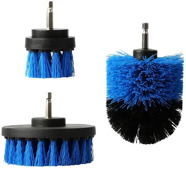Main image of Fresh Fab Finds 3Pcs Drill Brush Scrubber Set for Car Carpet Tile Tub Cleaning - Blue One size