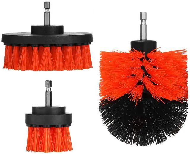Main image of Fresh Fab Finds 3Pcs Drill Brush Scrubber Set for Car Carpet Tile Tub Cleaning - Red One size