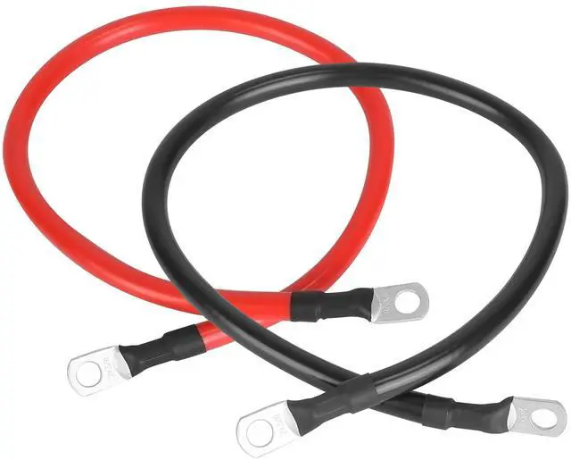 Main image of Fresh Fab Finds 2Pcs 2 AWG Copper Battery Cables w/ 3/8in Lugs for Car RV Solar ATV - Multi 4ft