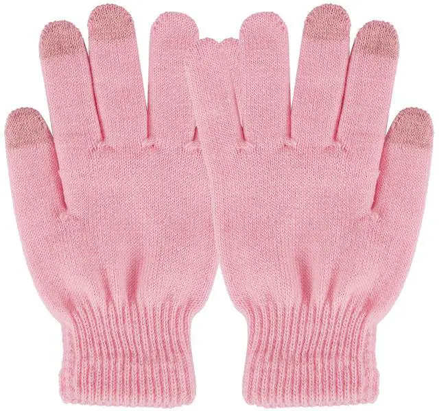 Main image of Fresh Fab Finds Unisex Winter Knit Touchscreen Windproof Ski Gloves - Pink One size
