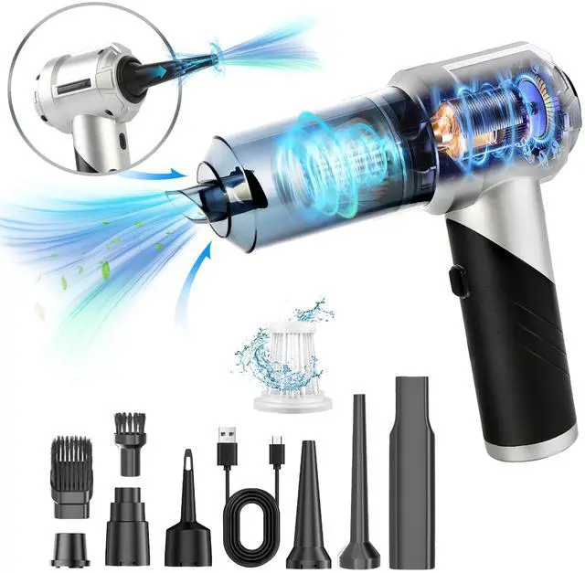 Main image of Fresh Fab Finds Cordless Car Vacuum Cleaner 20000PA Rechargeable 3 Levels - Silver