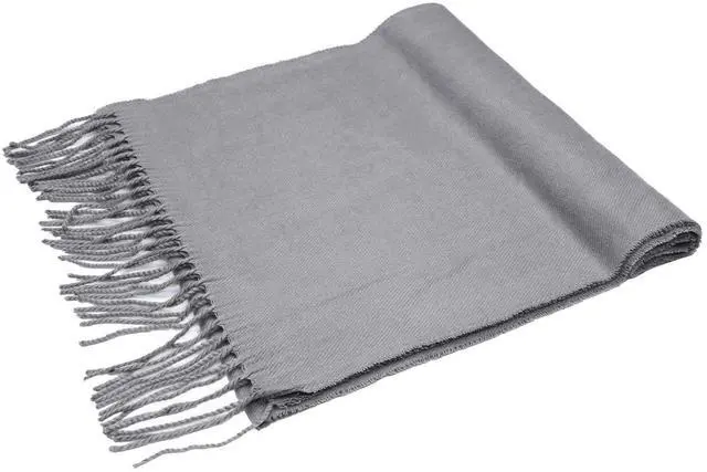 Main image of Fresh Fab Finds Oversize Cashmere Wool Shawl Wrap Blanket Winter Solid Scarf Pashmina 79x28in - Grey One size