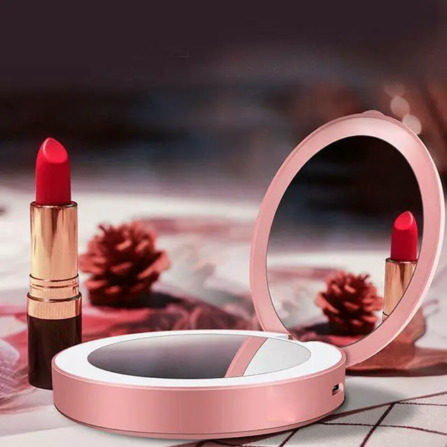 Main image of Compact Mirror With Portable Phone Charger - PINK