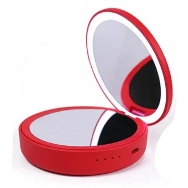 Main image of Compact Mirror With Portable Phone Charger - RED