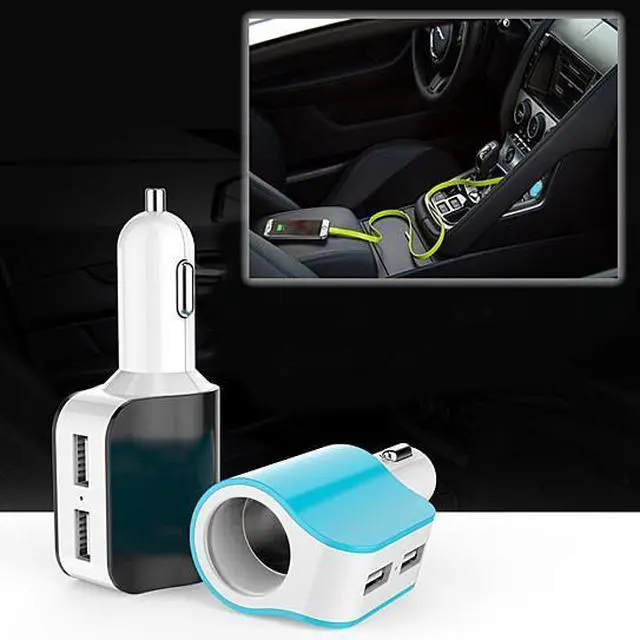 Main image of Vista Dual USB Car Charger with access to Cigarette Lighter Port - Blue