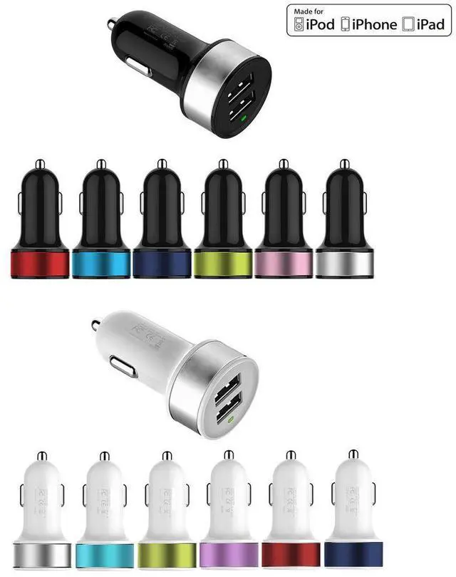 Main image of Vista Dual Port USB Car Adapter for your Smart Phone & Tablet(2.1 amps) APPLE CERTIFIED - Silver