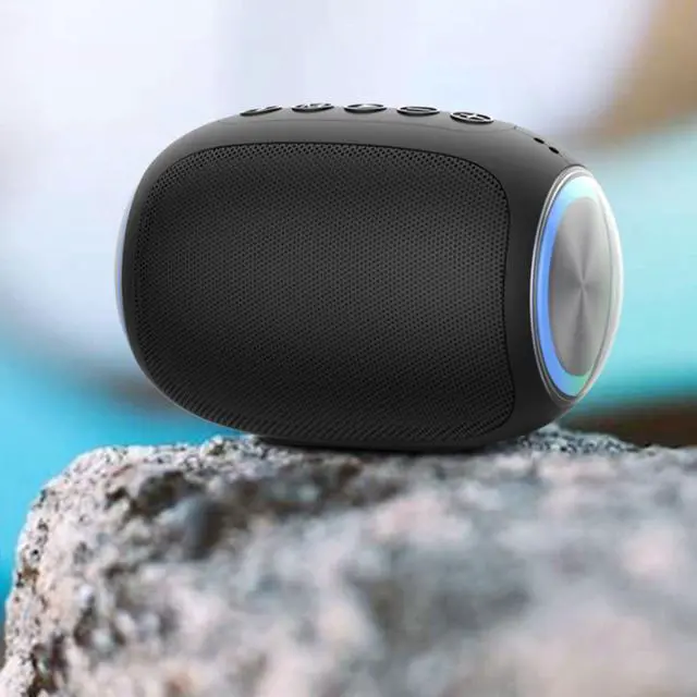 Main image of Vista Oval Drum Bluetooth Speaker With LED Ring Light - Black