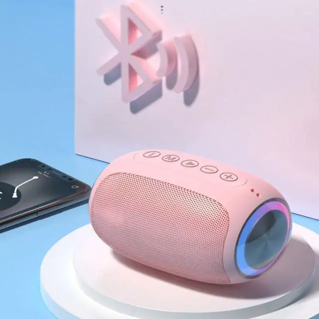 Main image of Vista Oval Drum Bluetooth Speaker With LED Ring Light - Pink