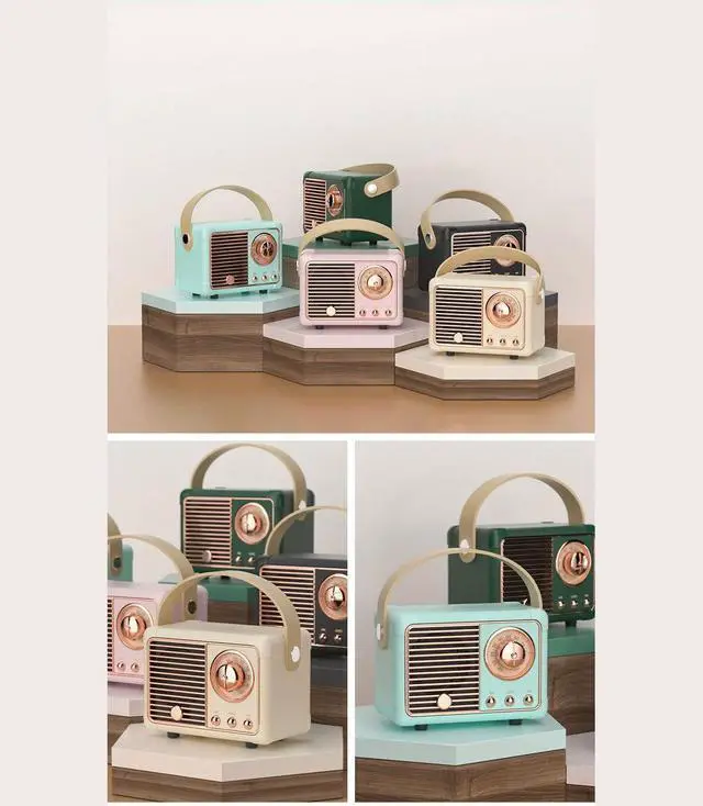 Main image of Retro Look FM Radio And Bluetooth Speaker - MINT W/HANDLE