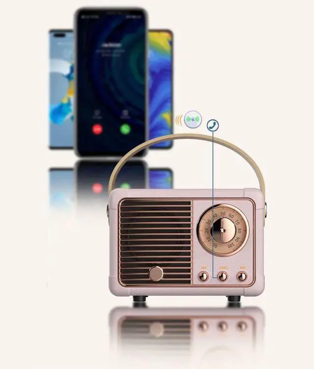 Main image of Retro Look FM Radio And Bluetooth Speaker - PINK W/HANDLE