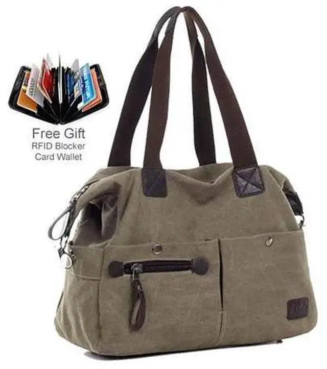 Main image of Vista The Uptown Journey Canvas Hand Bag With FREE RFID BLOCKER WALLET - Brown Town