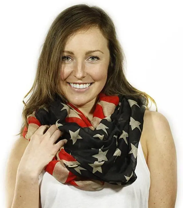 Main image of Vista Vintage Inspired American Flag Infinity Scarf - Multi Colors