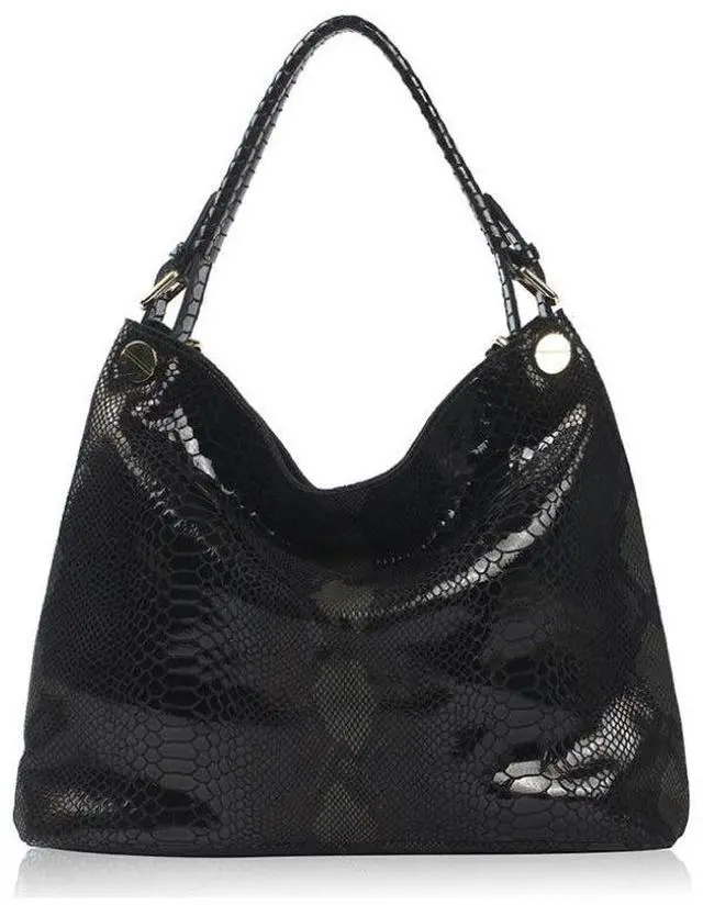 Main image of Vista Resort Snake Skin Print Handbag - BLACK