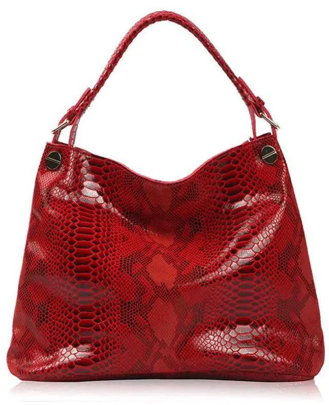 Main image of Vista Resort Snake Skin Print Handbag - RED