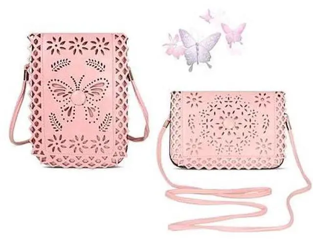 Main image of Vista Social Butterfly A Flower And A Butterfly Filigree Design Crossbody Bag - Powder Pink - A