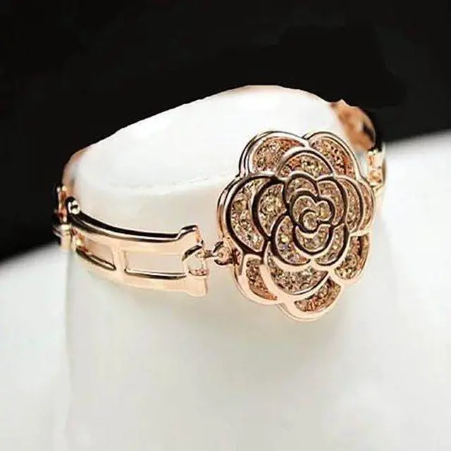 Main image of Vista ROSE IS A ROSE 18kt Rose Crystal Bracelet In Rose Gold Polish - Rose Gold