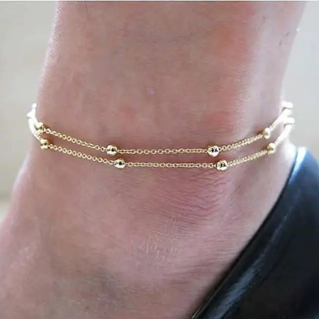 Main image of Vista Happy Ending Anklets in Silver and Gold - Gold
