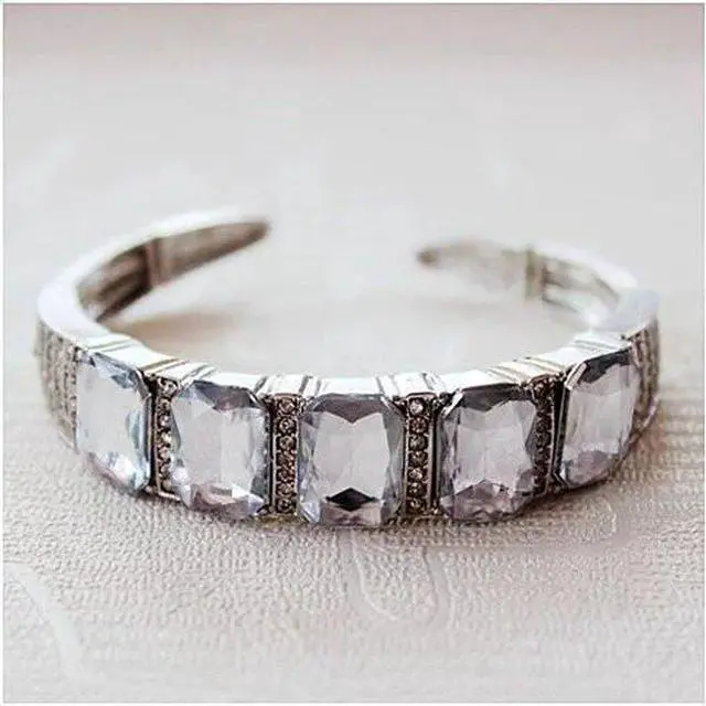Main image of Vista Majestic Diamond Crystal Open Ended Bracelet - Silver