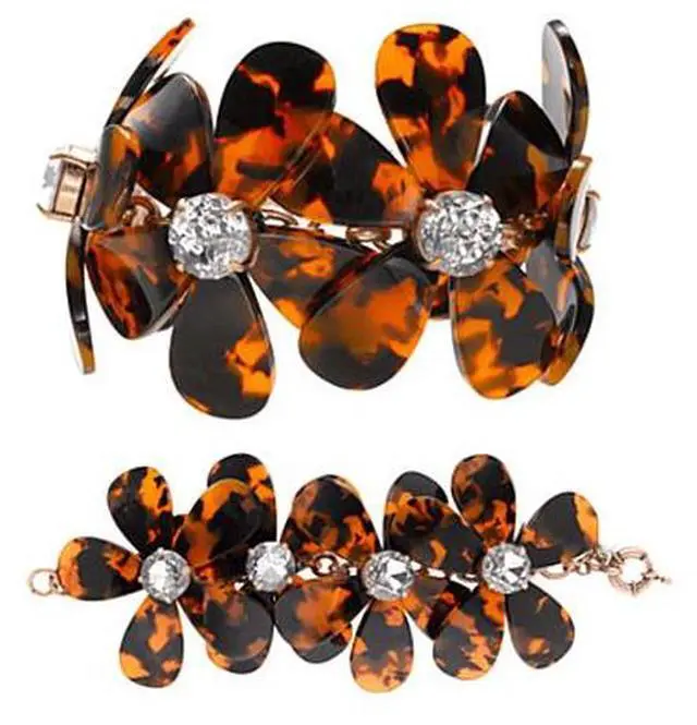 Main image of Vista Flowers in Bloom - Our Tortoise Shell Color Bracelet to match the Necklace - Multicolor