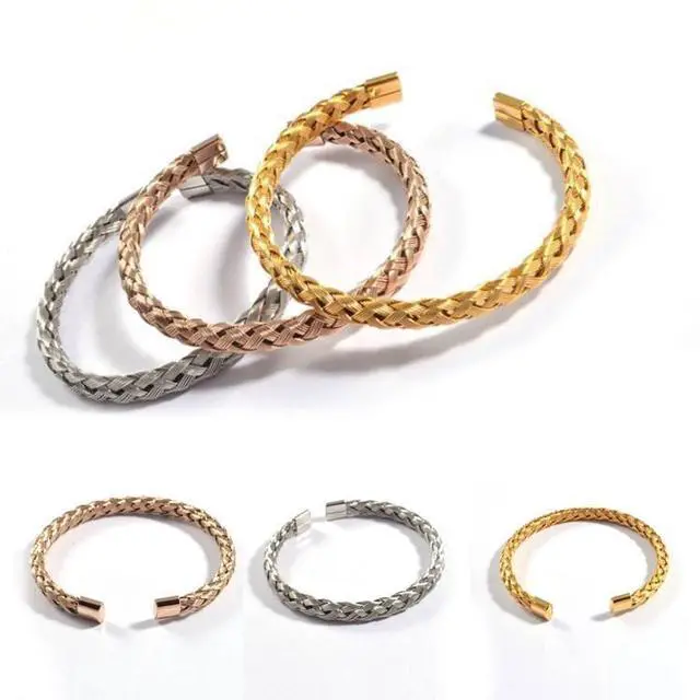 Main image of Vista Zarina Bracelets Weaved In Rosegold Gold And Silver Finish - ROSE GOLD