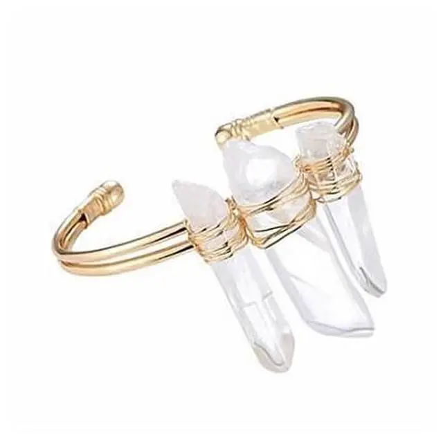 Main image of Vista STUNNER Sparkling Natural Crystal Cuff Bracelet - Rose Gold