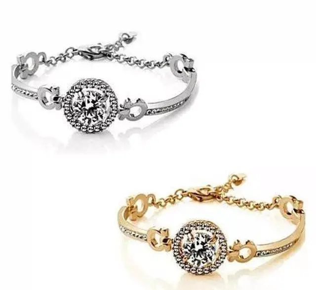 Main image of Vista Queen's Luck Swarovski Crystal Bracelets In White And Yellow Gold Overlay - White Gold
