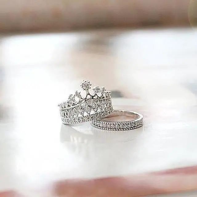 Main image of Vista Princess Ring Set Of 2 - Silver