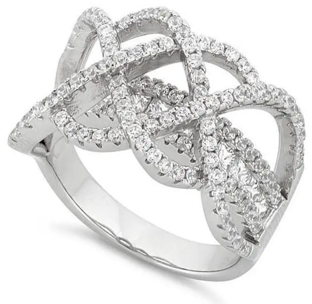 Main image of Vista Ring Ceremony Double Infinity 2 In 1 CZ Ring - Silver