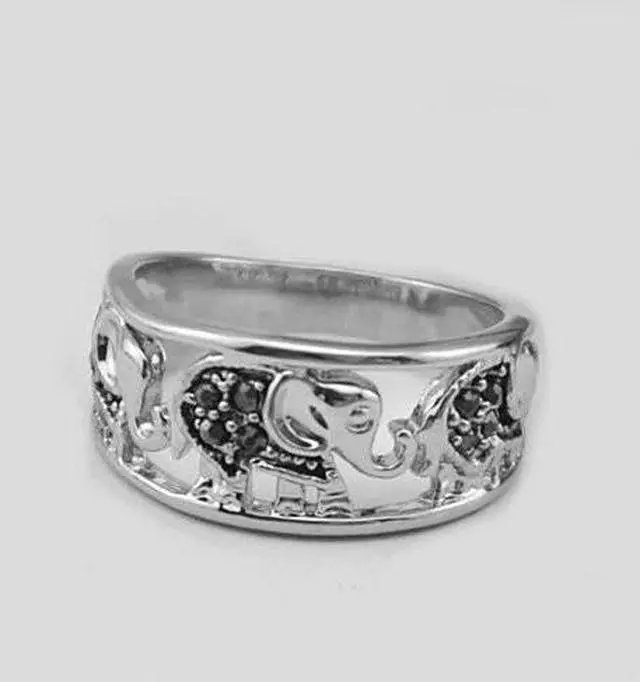 Main image of Vista Trunks And Tails Playful Elephants Ring - Silver