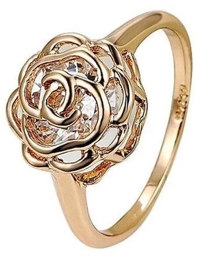 Main image of Vista Rose Is A Rose Set of 4 or Rings In 18kt Rose Crystals In White Yellow And Rose Gold Plating - Rose Gold
