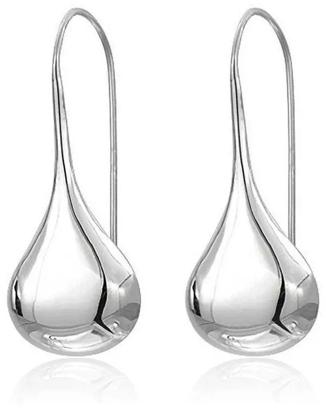 Main image of Vista Intensity Tear Drop Hook Earrings Solid 925 Sterling Silver - Silver