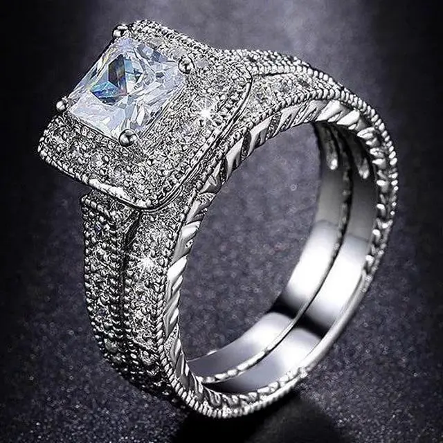 Main image of Vista Meant To Be Together Ring And Band - Silver