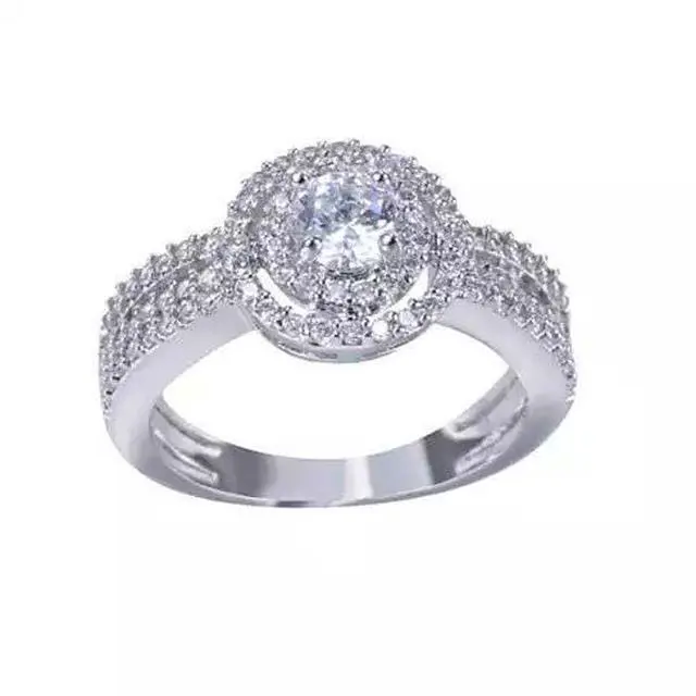 Main image of Vista ARTDECO Double Halo Ring 18Kt White Gold Overlay - Silver