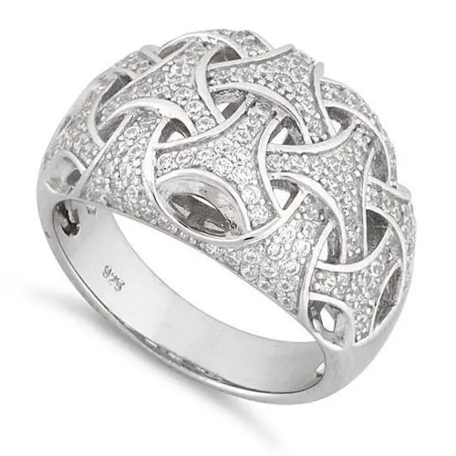 Main image of Vista Commitment Ring Woven Style CZs On Platinum Plating - Platinum