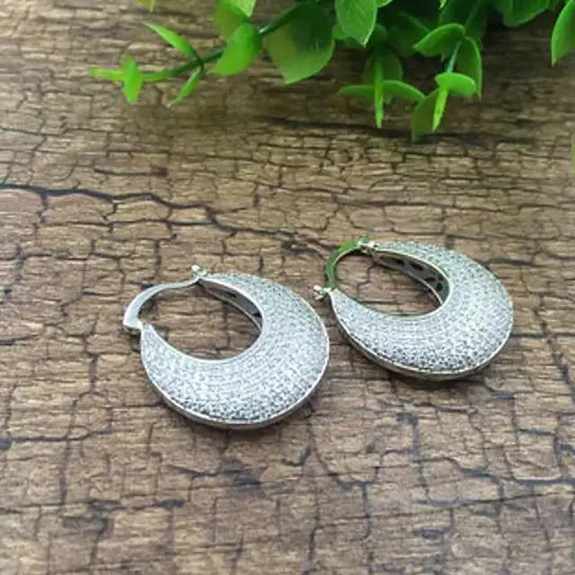 Main image of Vista Poetic Pave Hoops Reversible Silver Earrings - Silver