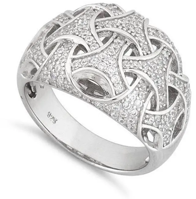 Main image of Vista Commitment Ring Woven Style CZs On Platinum Plating - Platinum