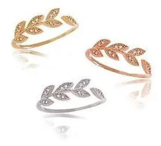 Main image of Vista Vine and Dine Delicate Leaf Ring - White Gold