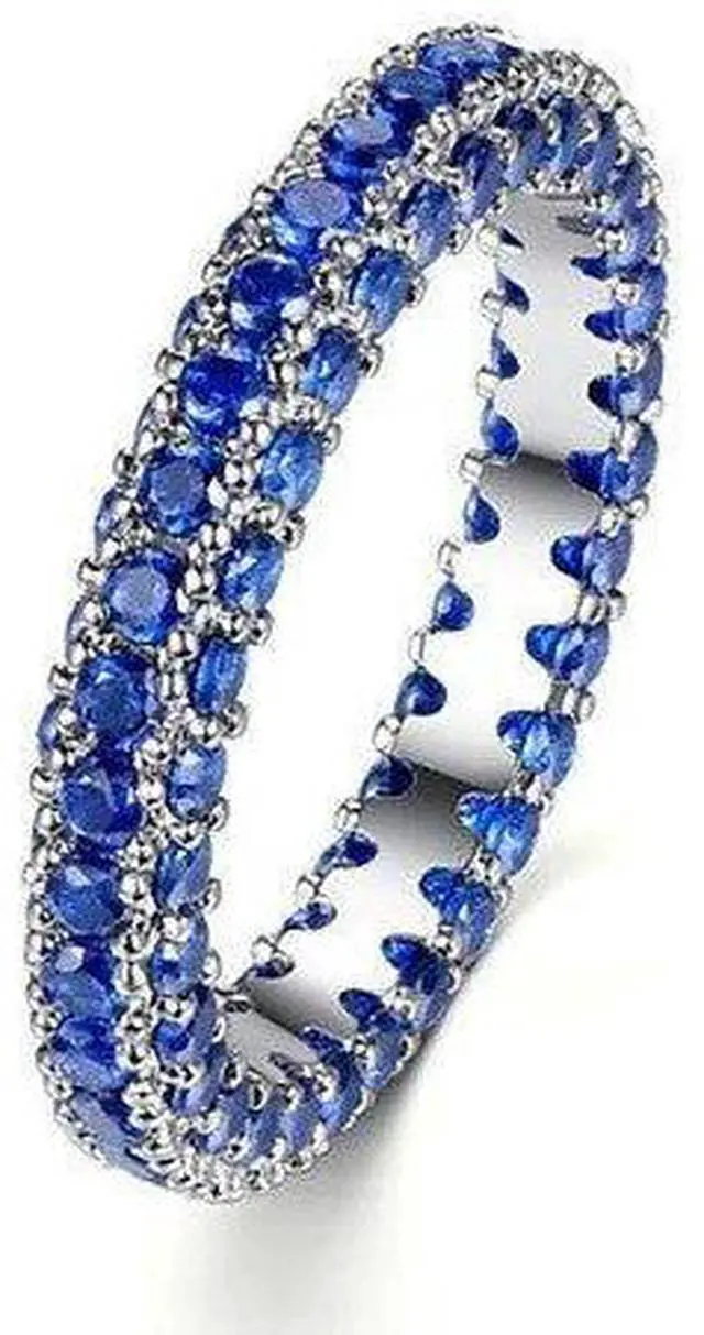 Main image of Vista La Luna Rings Lavish And Delicate Eternity Bands - Blue Sapphire Fire