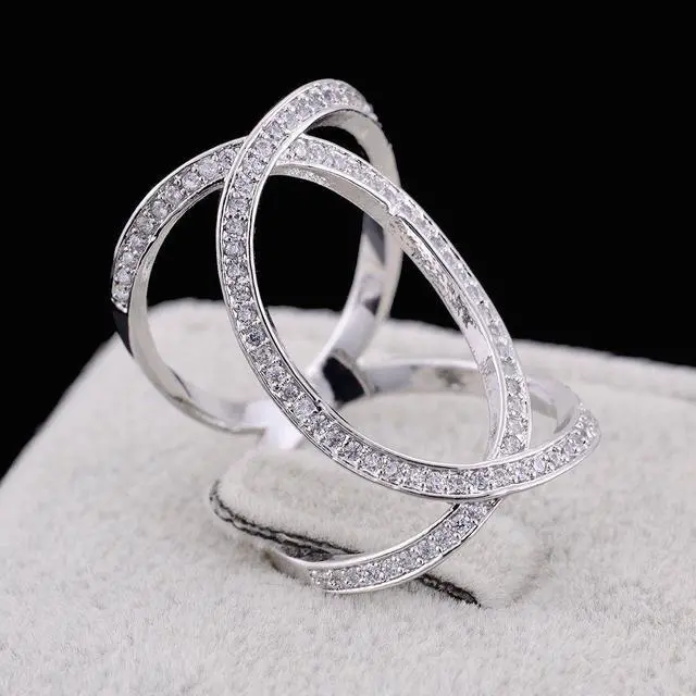 Main image of Vista XOXO Diamond Crystal Rings In Rose Gold And Silver Tones - Silver