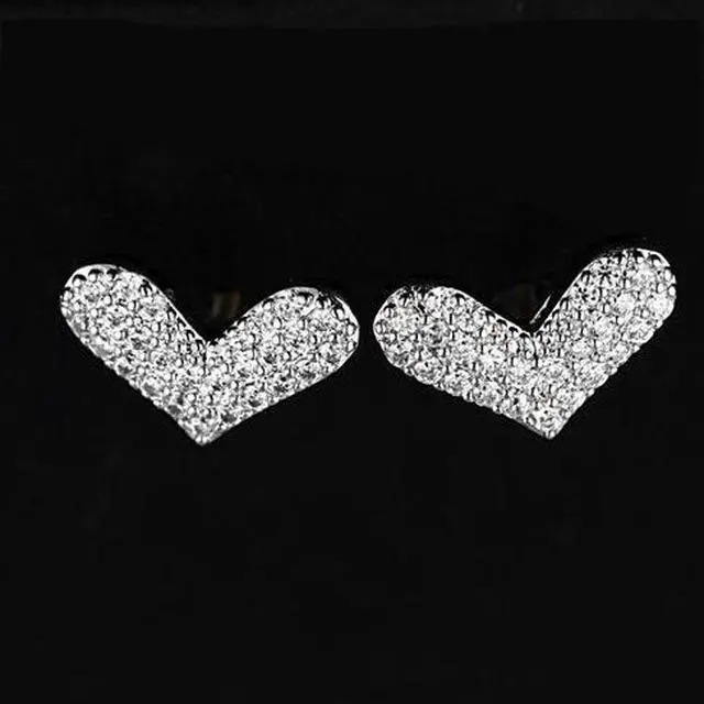 Main image of Vista Heart Beats The Pave Heart Earrings - Silver