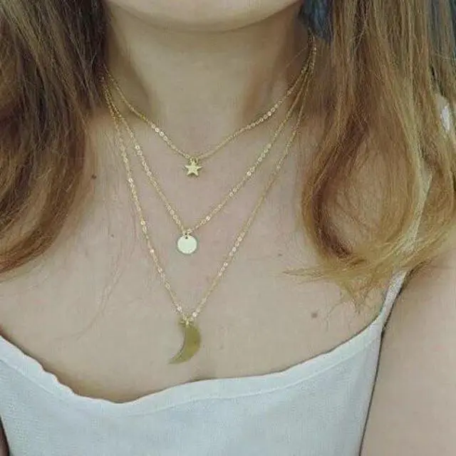 Main image of Vista Heavenly Moon Sun Star Necklace - Gold