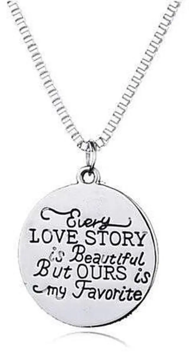 Main image of Vista Love Quote Pendant and Chain Necklace - Silver