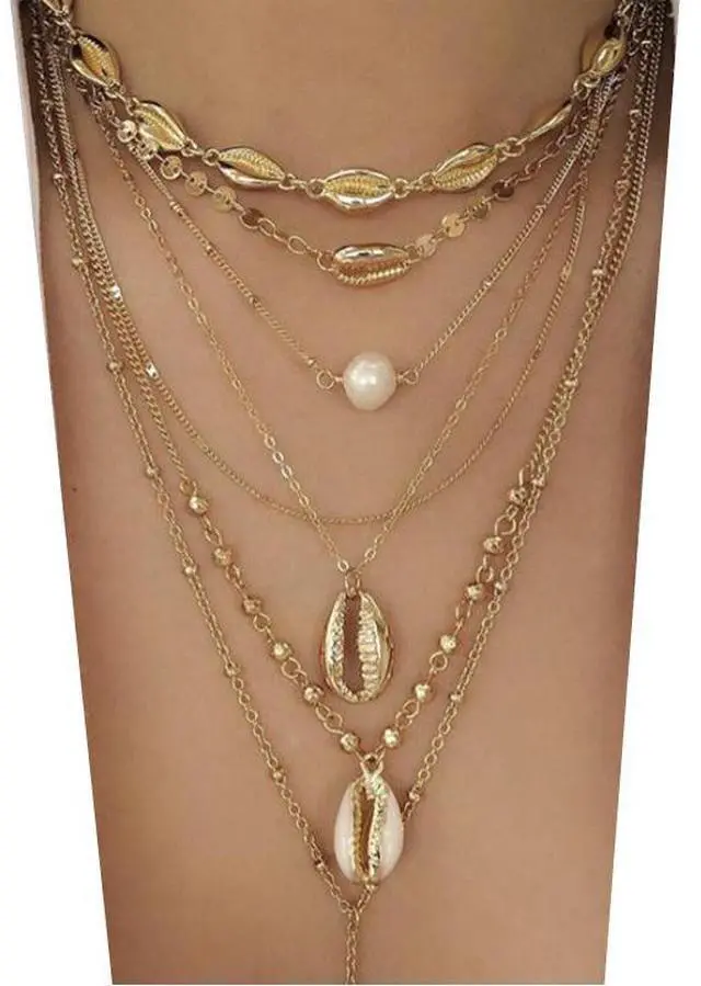 Main image of Vista Island Girl Multi Layer Necklace - Rose Gold