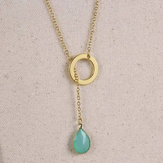 Main image of Vista Lucky Luminous Crystal Lariat style Necklace - Sky Blue Crystal