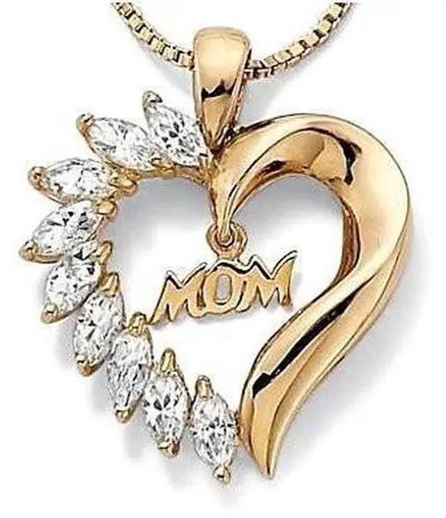 Main image of Vista MOM's LOVE Heart Pendant With CZ - Yellow Gold