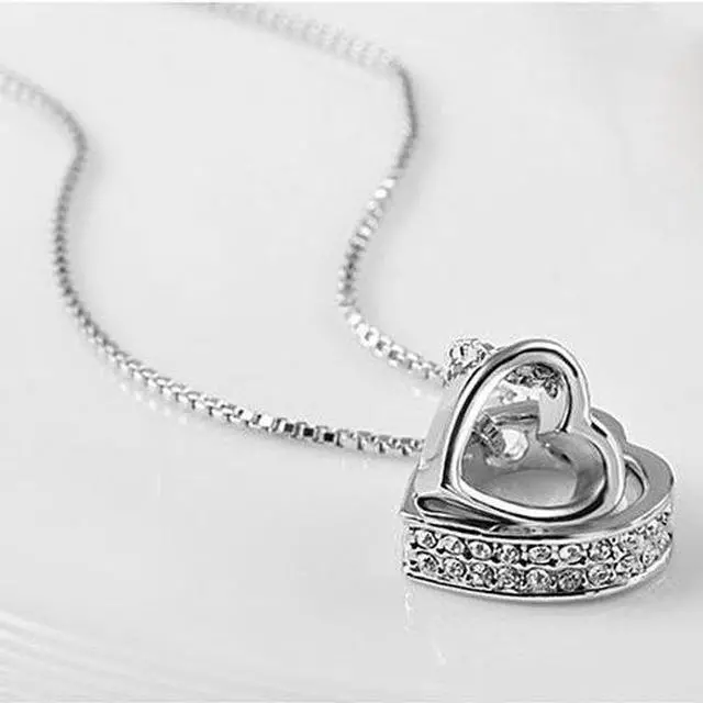 Main image of Vista Hugging Hearts Pendant and Chain - Gold